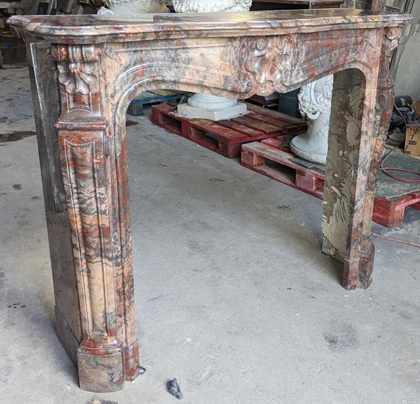 Louis XV style three shell mantel in Enjugerais marble Louis XV style three shell mantel in Enjugerais marble-3