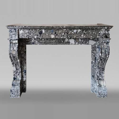 Antique Restoration mantel in grey Breccia de Médous, second half of the 19th century