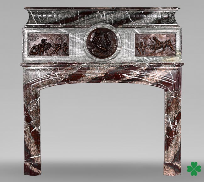 Campan marble fireplace in the Louis XIV style, with bronzes after Clodion Campan marble fireplace in the Louis XIV style, with bronzes after Clodion-0
