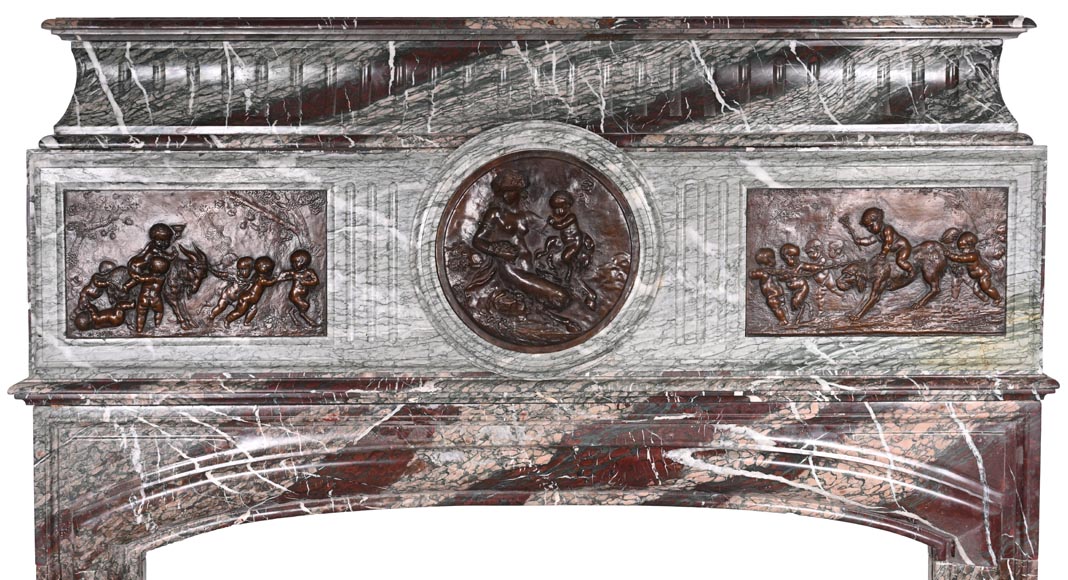 Campan marble fireplace in the Louis XIV style, with bronzes after Clodion Campan marble fireplace in the Louis XIV style, with bronzes after Clodion-1