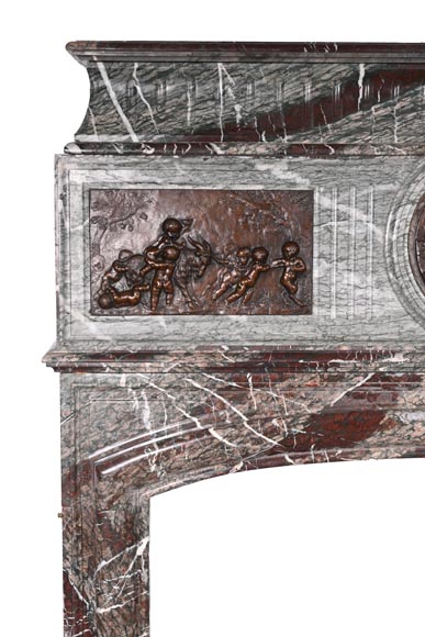 Campan marble fireplace in the Louis XIV style, with bronzes after Clodion Campan marble fireplace in the Louis XIV style, with bronzes after Clodion-3