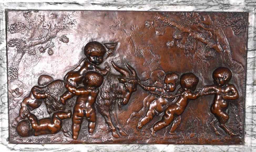 Campan marble fireplace in the Louis XIV style, with bronzes after Clodion Campan marble fireplace in the Louis XIV style, with bronzes after Clodion-4