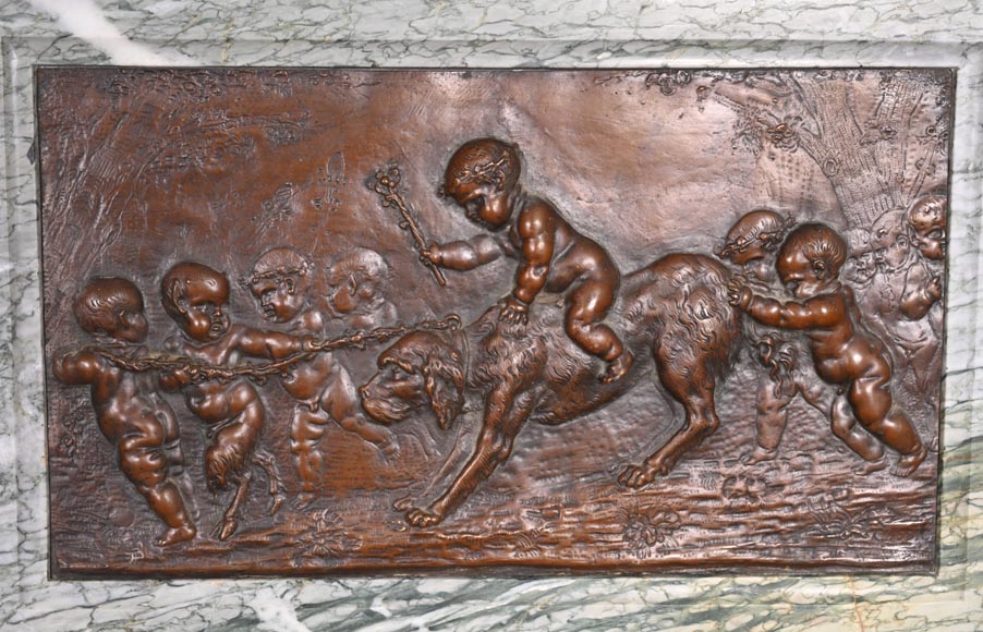 Campan marble fireplace in the Louis XIV style, with bronzes after Clodion Campan marble fireplace in the Louis XIV style, with bronzes after Clodion-5