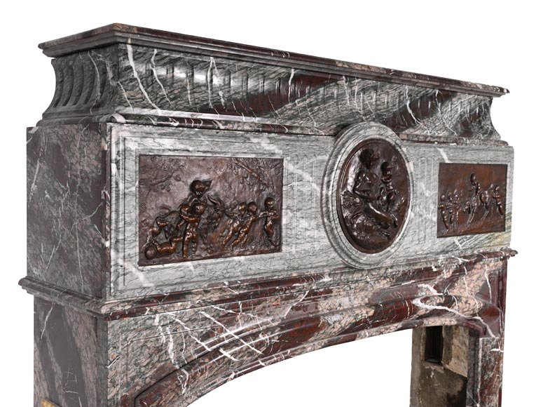 Campan marble fireplace in the Louis XIV style, with bronzes after Clodion Campan marble fireplace in the Louis XIV style, with bronzes after Clodion-6