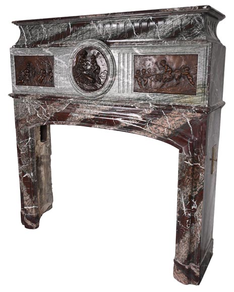 Campan marble fireplace in the Louis XIV style, with bronzes after Clodion Campan marble fireplace in the Louis XIV style, with bronzes after Clodion-10