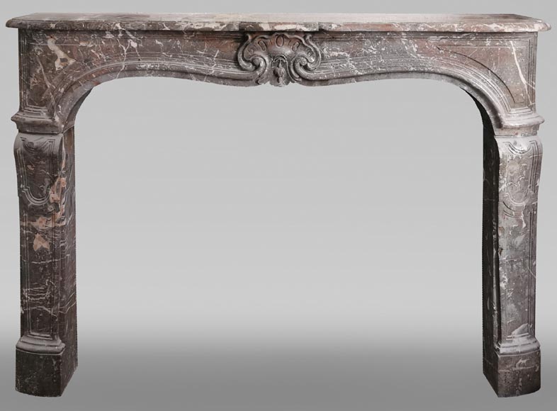 Important Louis XV period fireplace in Rouge du Nord marble Important Louis XV period fireplace in Rouge du Nord marble-0