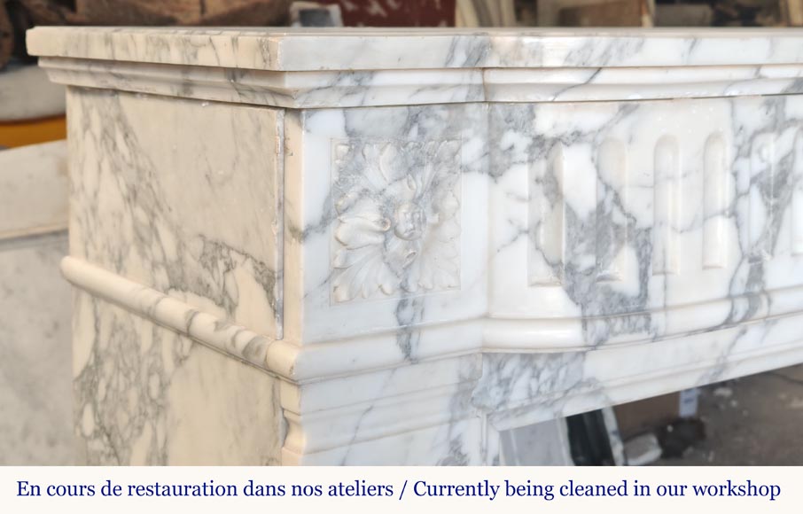 Louis XVI style mantel in Arabescato marble decorated with fluting Louis XVI style mantel in Arabescato marble decorated with fluting-3