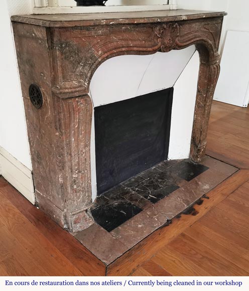Louis XV period Rouge du Nord marble mantel-2