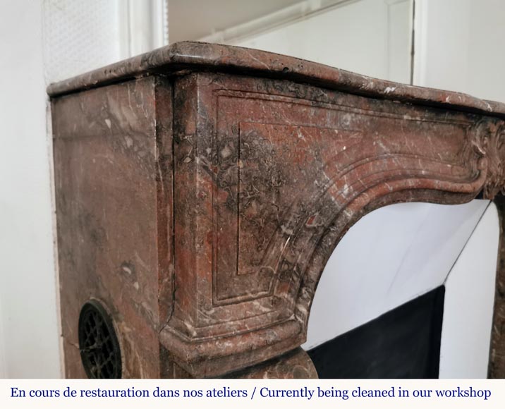 Louis XV period Rouge du Nord marble mantel-3