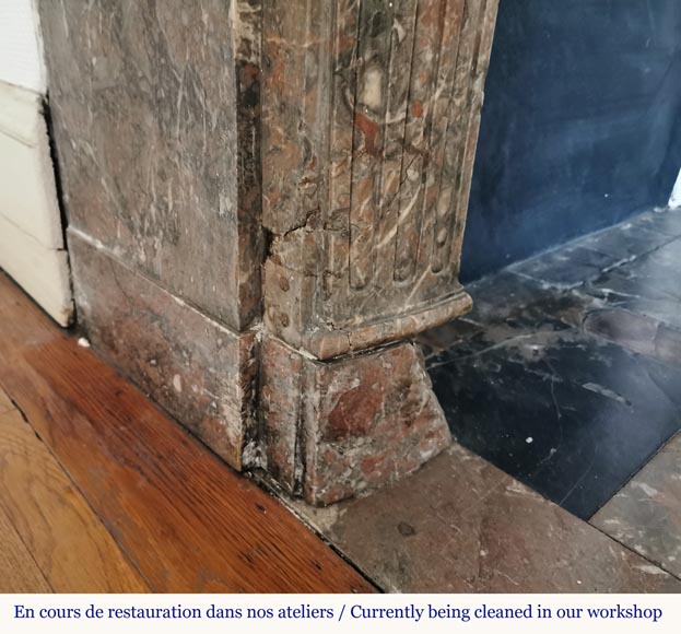 Louis XV period Rouge du Nord marble mantel-4