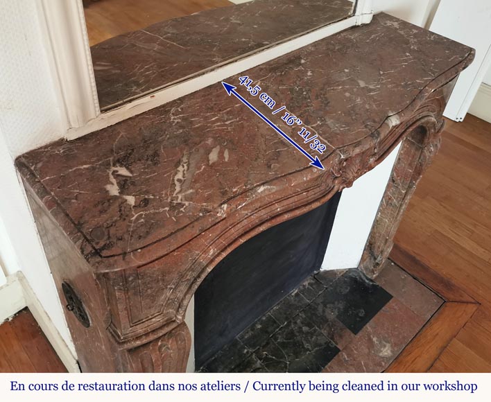 Louis XV period Rouge du Nord marble mantel-8