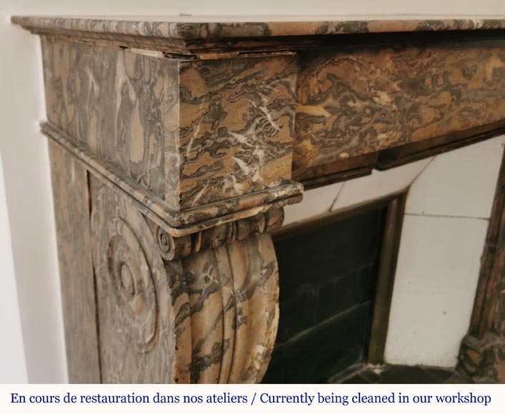 Antique Restoration style fireplace mantel in Enjugerais marble Antique Restoration style fireplace mantel in Enjugerais marble-4