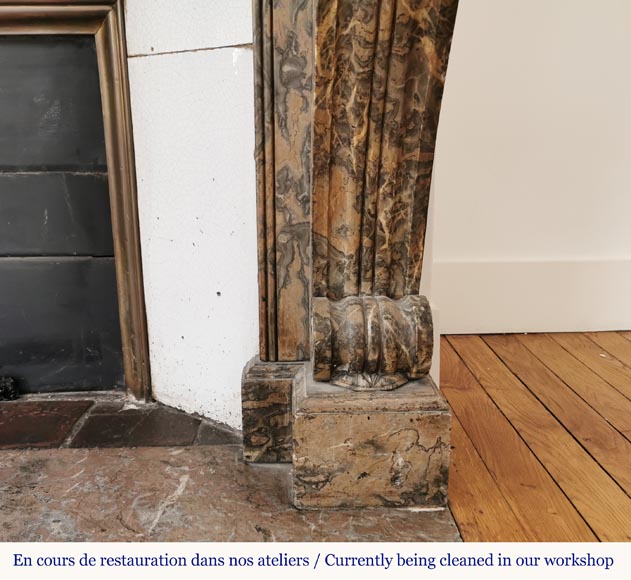 Antique Restoration style fireplace mantel in Enjugerais marble Antique Restoration style fireplace mantel in Enjugerais marble-8