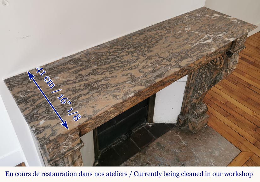 Antique Restoration style fireplace mantel in Enjugerais marble Antique Restoration style fireplace mantel in Enjugerais marble-9