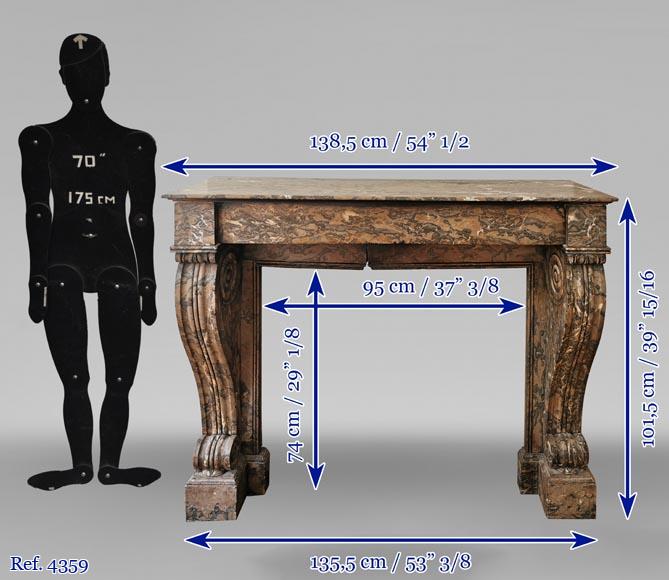 Antique Restoration style fireplace mantel in Enjugerais marble Antique Restoration style fireplace mantel in Enjugerais marble-10