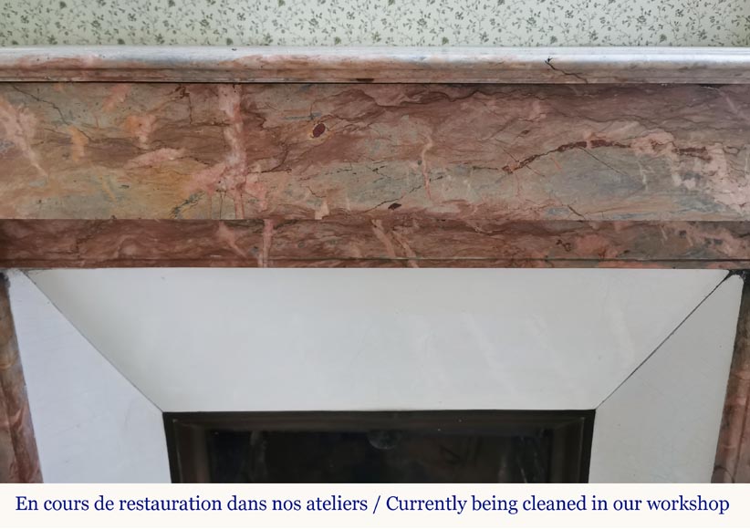 Napoleon III fireplace in Enjugerais marble with modillions Napoleon III fireplace in Enjugerais marble with modillions-1