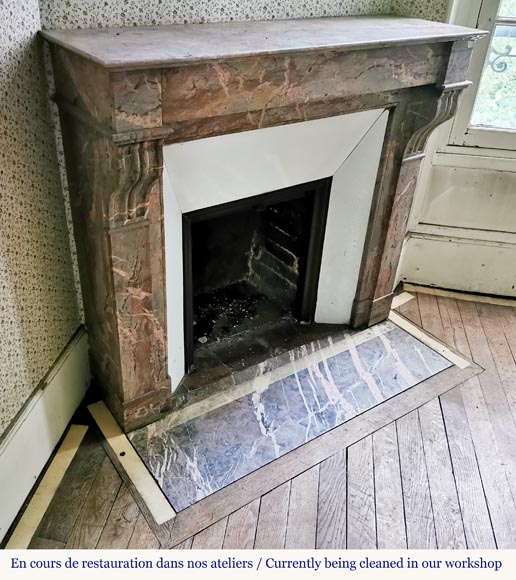 Napoleon III fireplace in Enjugerais marble with modillions Napoleon III fireplace in Enjugerais marble with modillions-2