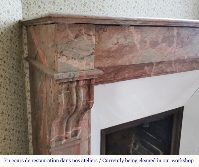 Napoleon III fireplace in Enjugerais marble with modillions Napoleon III fireplace in Enjugerais marble with modillions-3