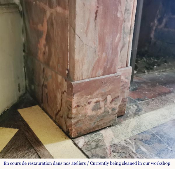 Napoleon III fireplace in Enjugerais marble with modillions Napoleon III fireplace in Enjugerais marble with modillions-4