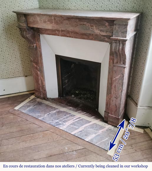 Napoleon III fireplace in Enjugerais marble with modillions Napoleon III fireplace in Enjugerais marble with modillions-5