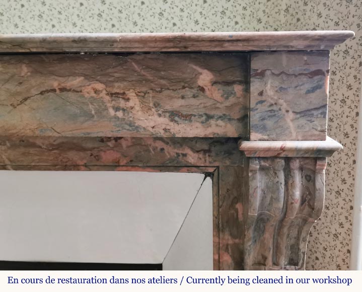 Napoleon III fireplace in Enjugerais marble with modillions Napoleon III fireplace in Enjugerais marble with modillions-6