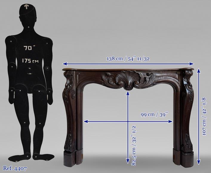 Louis XV style wood fireplace with a beautiful shell Louis XV style wood fireplace with a beautiful shell-10