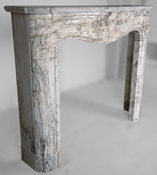 Louis XV style fireplace in Medici Breccia marble with a fleur-de-lys motif in acanthus leaves Louis XV style fireplace in Medici Breccia marble with a fleur-de-lys motif in acanthus leaves-4
