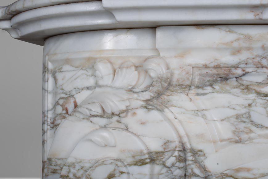 Louis XV style fireplace in Medici Breccia marble with a fleur-de-lys motif in acanthus leaves Louis XV style fireplace in Medici Breccia marble with a fleur-de-lys motif in acanthus leaves-6