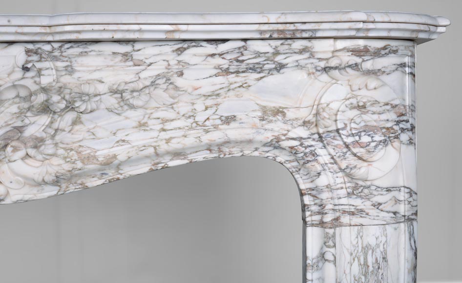 Louis XV style fireplace in Medici Breccia marble with a fleur-de-lys motif in acanthus leaves Louis XV style fireplace in Medici Breccia marble with a fleur-de-lys motif in acanthus leaves-9