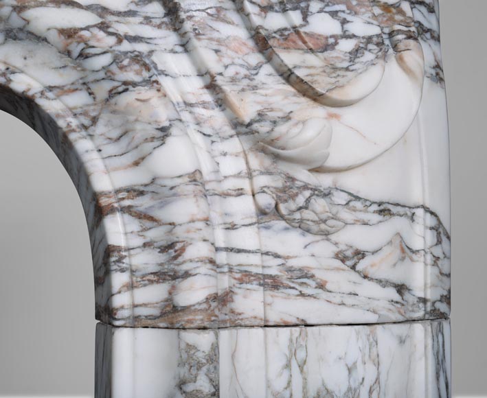 Louis XV style fireplace in Medici Breccia marble with a fleur-de-lys motif in acanthus leaves Louis XV style fireplace in Medici Breccia marble with a fleur-de-lys motif in acanthus leaves-10