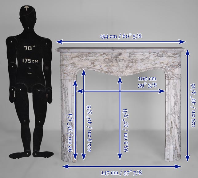 Louis XV style fireplace in Medici Breccia marble with a fleur-de-lys motif in acanthus leaves Louis XV style fireplace in Medici Breccia marble with a fleur-de-lys motif in acanthus leaves-13