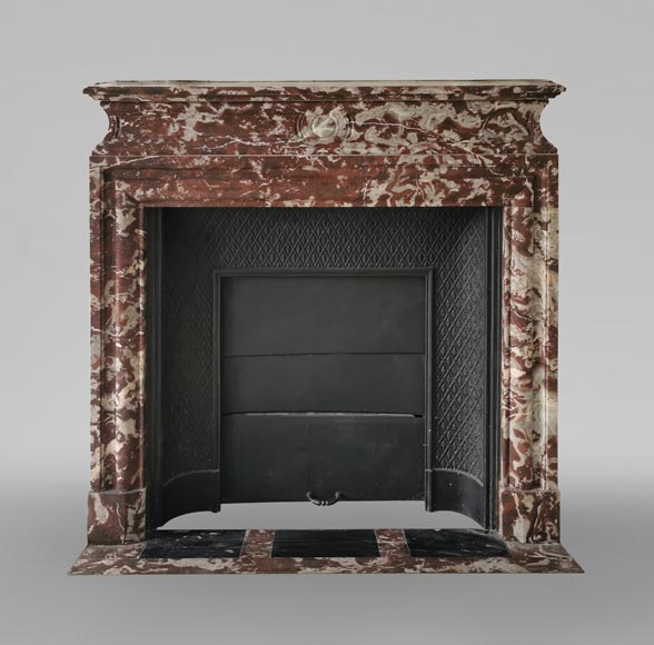 Bollection fireplace with acroterion in Red from the North marble Bollection fireplace with acroterion in Red from the North marble-0
