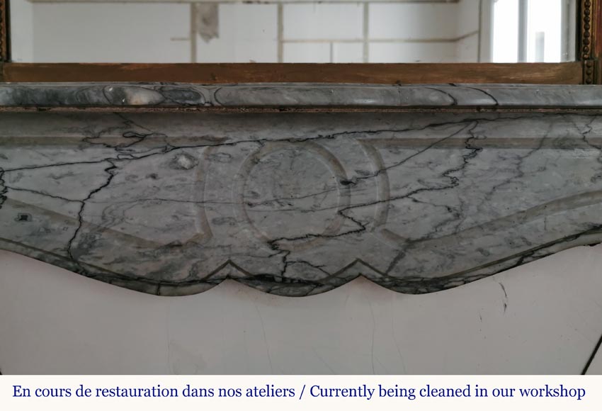 Small Pompadour fireplace in Bleu Fleury marble Small Pompadour fireplace in Bleu Fleury marble-1