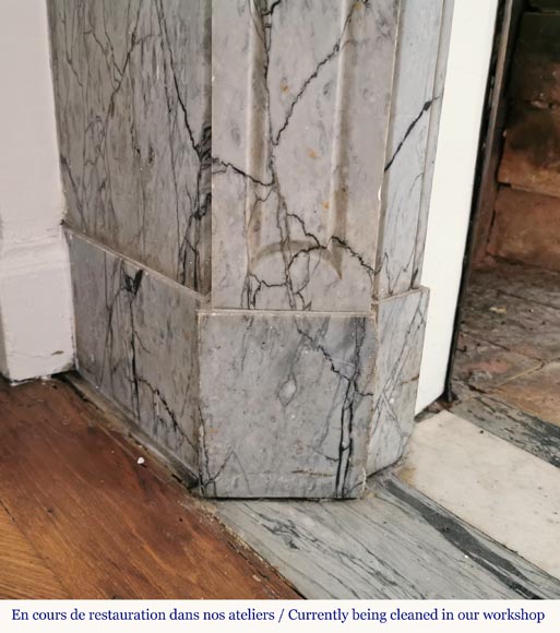 Small Pompadour fireplace in Bleu Fleury marble Small Pompadour fireplace in Bleu Fleury marble-4