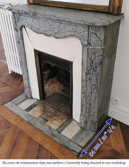 Small Pompadour fireplace in Bleu Fleury marble Small Pompadour fireplace in Bleu Fleury marble-5