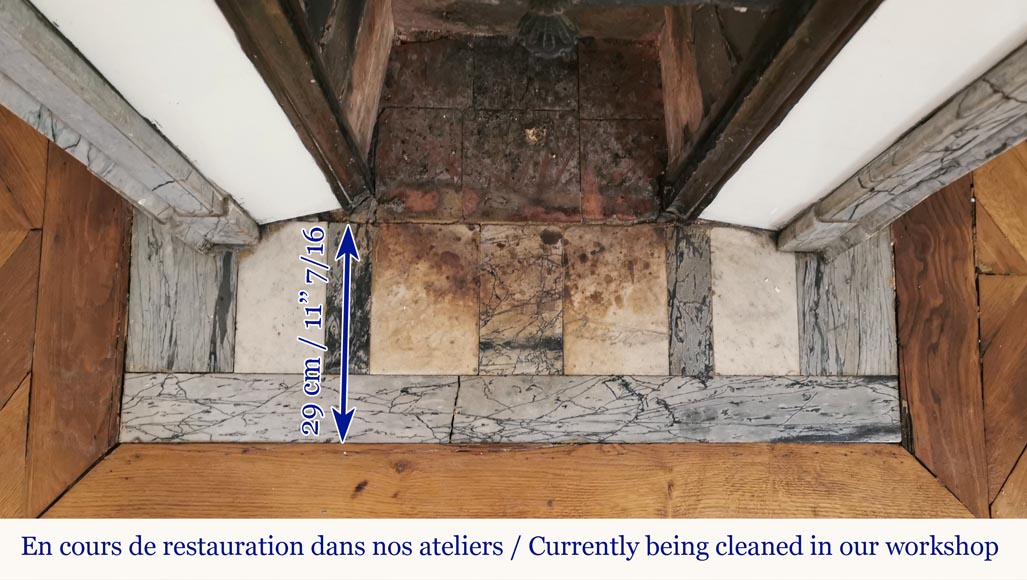 Small Pompadour fireplace in Bleu Fleury marble Small Pompadour fireplace in Bleu Fleury marble-8