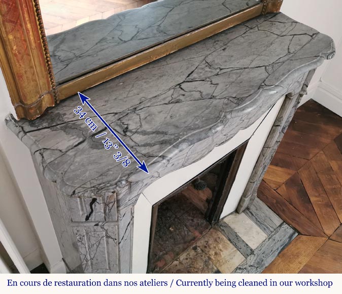 Small Pompadour fireplace in Bleu Fleury marble Small Pompadour fireplace in Bleu Fleury marble-9