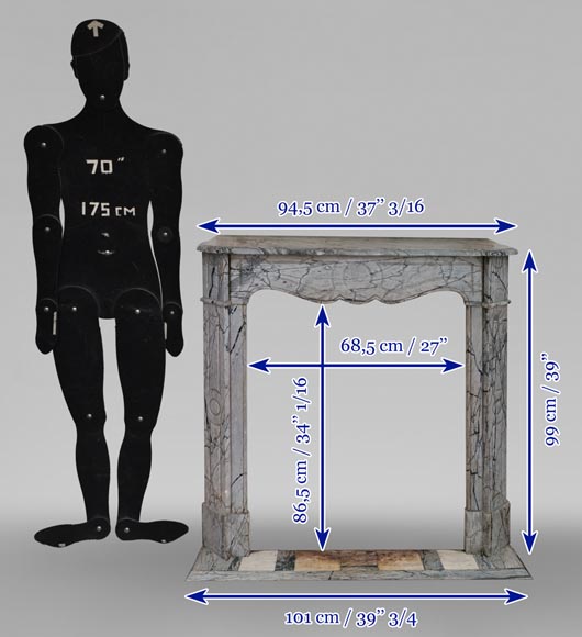 Small Pompadour fireplace in Bleu Fleury marble Small Pompadour fireplace in Bleu Fleury marble-10