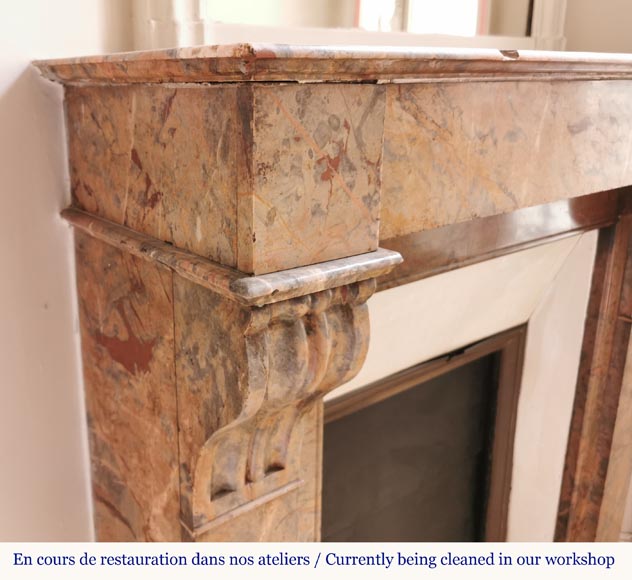 Napoleon III fireplace in Enjugerais marble with modillions Napoleon III fireplace in Enjugerais marble with modillions-3