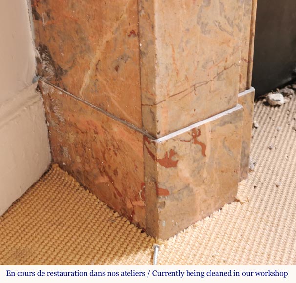 Napoleon III fireplace in Enjugerais marble with modillions Napoleon III fireplace in Enjugerais marble with modillions-4