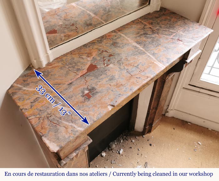 Napoleon III fireplace in Enjugerais marble with modillions Napoleon III fireplace in Enjugerais marble with modillions-7