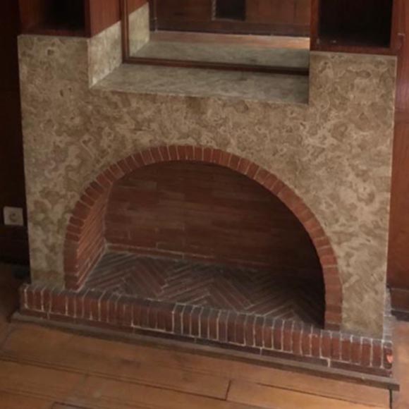 Small Art Deco style fireplace in Lunel marble Small Art Deco style fireplace in Lunel marble-0