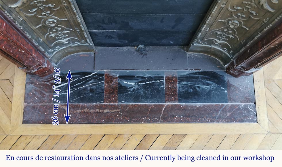 Big antique Louis XIV style fireplace in Red griotte marble Big antique Louis XIV style fireplace in Red griotte marble-9