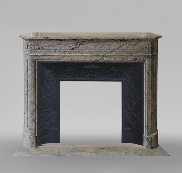 Louis XVI style curved fireplace in Bleu Fleuri marble Louis XVI style curved fireplace in Bleu Fleuri marble -0