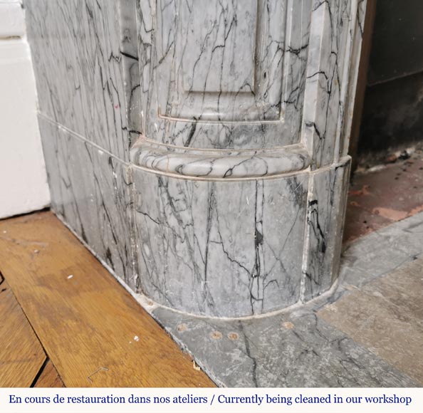 Louis XVI style curved fireplace in Bleu Fleuri marble Louis XVI style curved fireplace in Bleu Fleuri marble -4