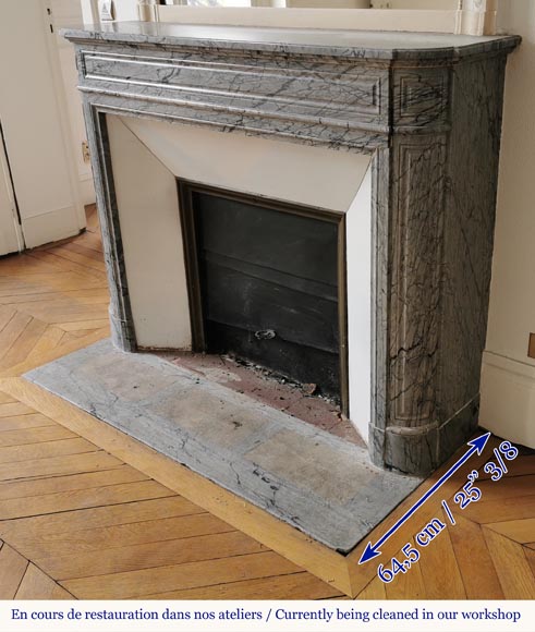 Louis XVI style curved fireplace in Bleu Fleuri marble Louis XVI style curved fireplace in Bleu Fleuri marble -5