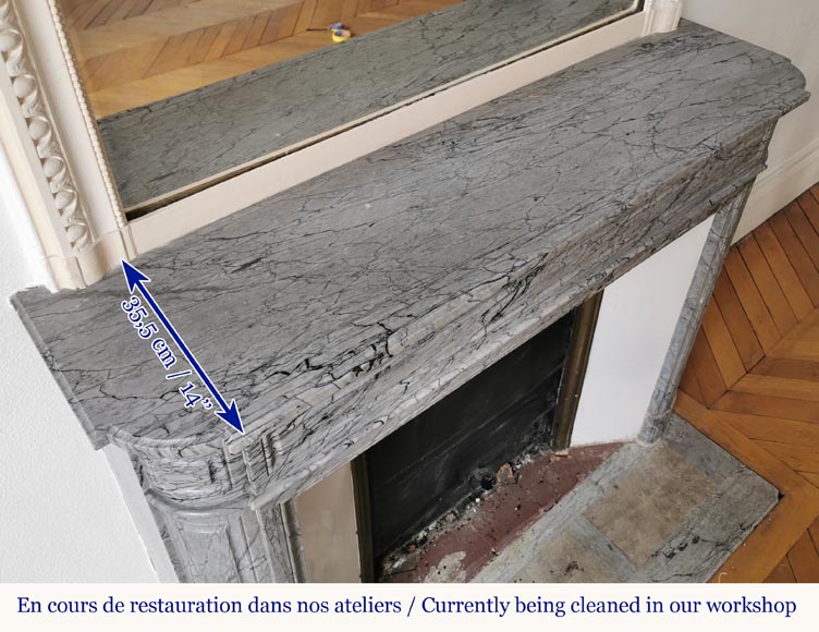 Louis XVI style curved fireplace in Bleu Fleuri marble Louis XVI style curved fireplace in Bleu Fleuri marble -8