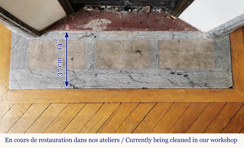 Louis XVI style curved fireplace in Bleu Fleuri marble Louis XVI style curved fireplace in Bleu Fleuri marble -9