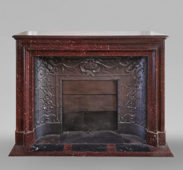 Louis XIV style moulding fireplace in a beautiful Red Griotte marble Louis XIV style moulding fireplace in a beautiful Red Griotte marble-0