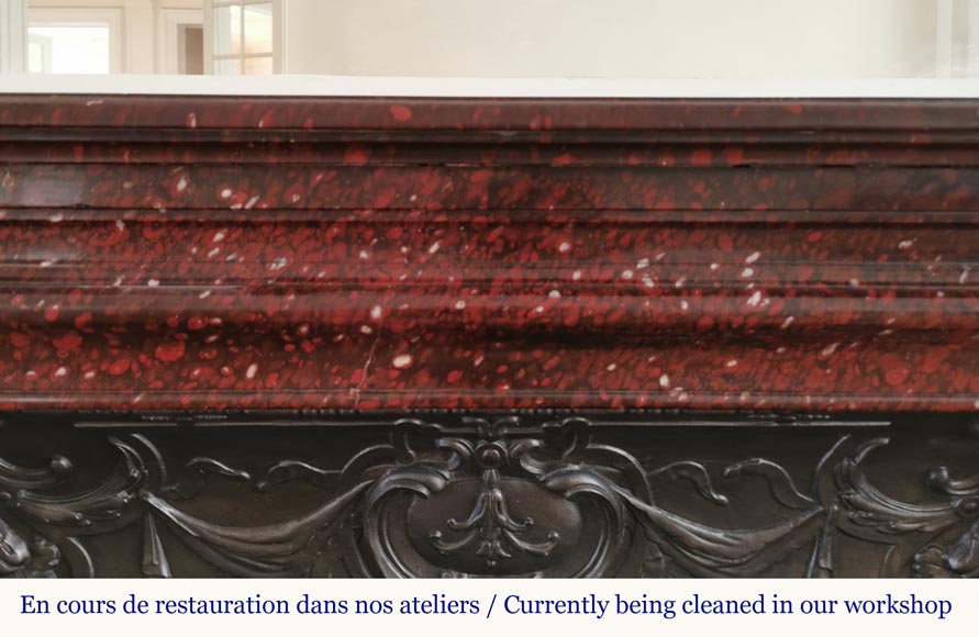 Louis XIV style moulding fireplace in a beautiful Red Griotte marble Louis XIV style moulding fireplace in a beautiful Red Griotte marble-1